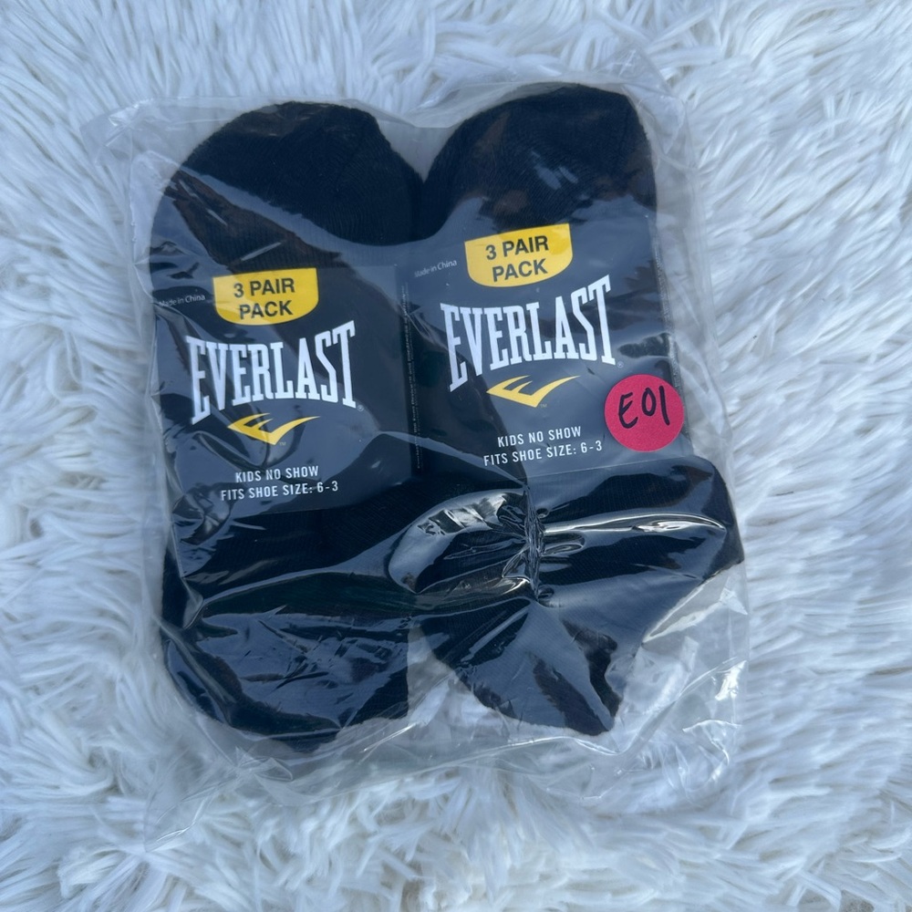 Everlast Kids Black No Show Socks - 6 Pair Pack